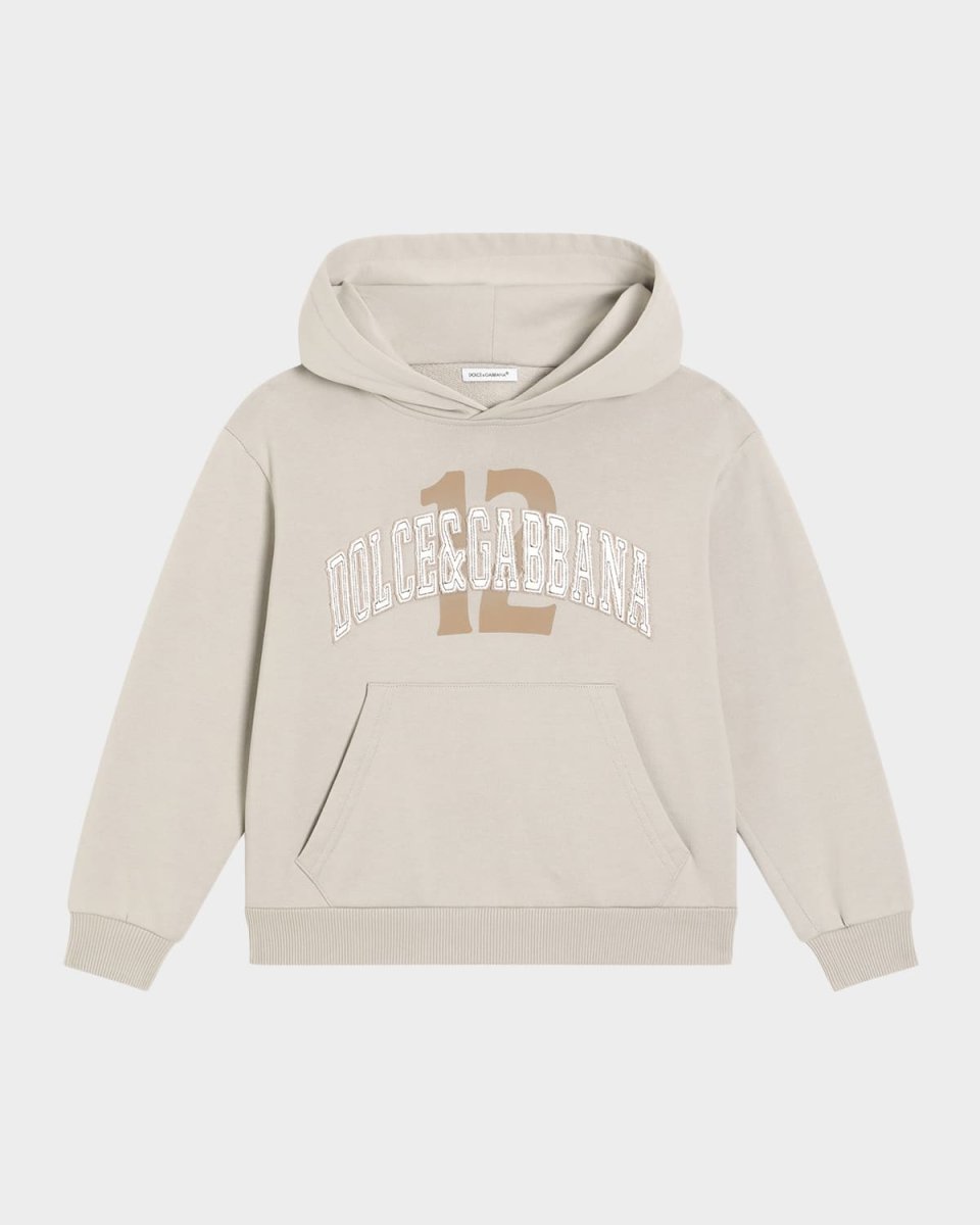 Boy's Logo Embroidered Cotton Hoodie, Size 8-14